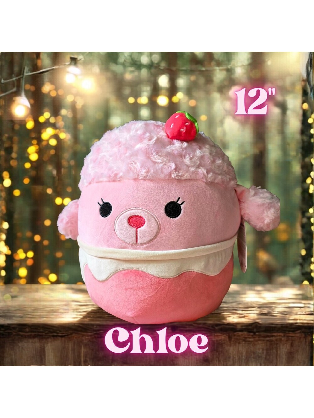 NWT Squishmallows Chloe the Strawberry Pink Poodle 12"